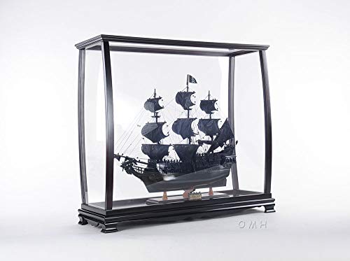 Old Modern Handicrafts Black Pearl Pirate Ship Model with Display Case Multicolor