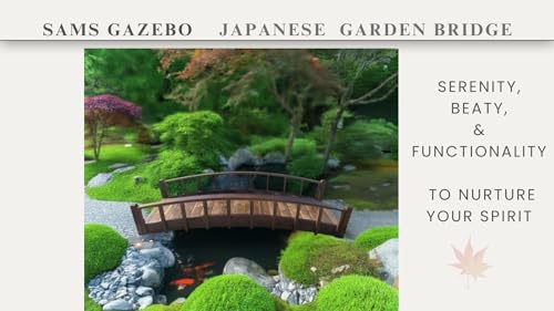 SamsGazebos Japanese Style Arched Wood Garden Bridge 8-Feet Brown