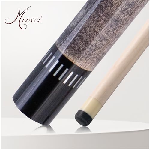 Meucci Pool Cue - SW Bar Box 1, Smoke Stained Forearm, Curly Maple Points, High Impact Cue Tips, Irish Linen Wrap - 19 Oz Professional Billiard Stick