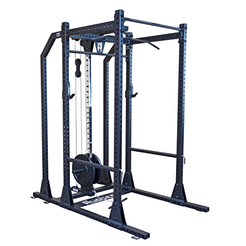 Rugged Strength & Fitness Power Rack with Extended Half Rack Package Black