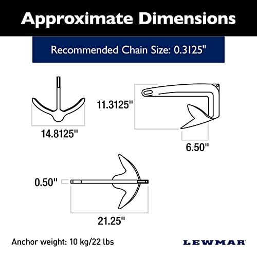 Lewmar 0058910 Claw Anchor Stainless Steel Multi 22 lb