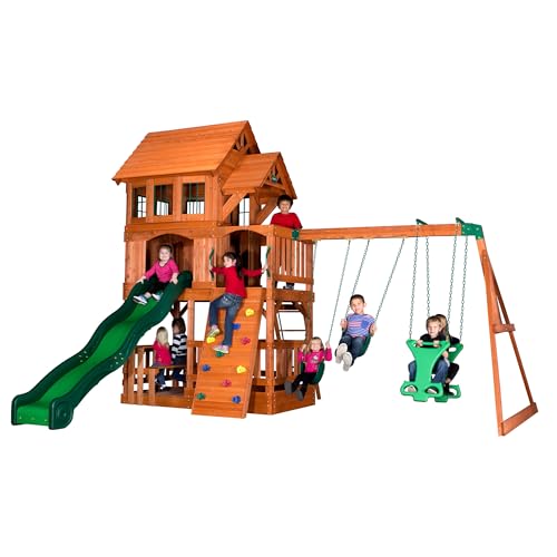 Backyard Discovery Liberty II Cedar Wood Playset Swing Set Brown