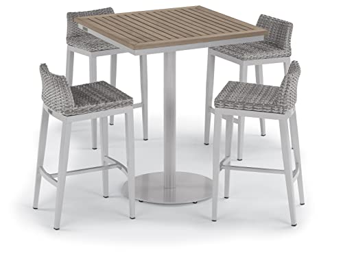 Oxford Garden Travira 5-Piece Bar Table & Stool Set Powder Coat Flint