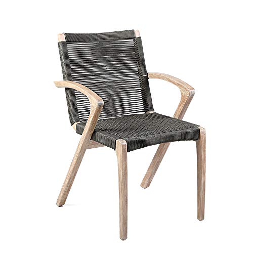 Armen Living Sachi and Nabila Outdoor 5 Piece Dining Set Light Eucalyptus and Concrete