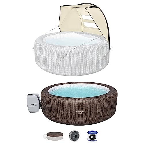 Bestway SaluSpa Sun Shade Canopy & St. Mortiz Inflatable Hot Tub Brown
