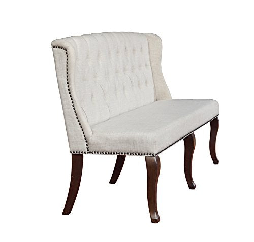 Best Quality Furniture Beige Linen Look Upholstered Dining Set Cappuccino