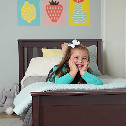Max & Lily Twin Bed Frame with Headboard & Storage Drawers Slatted Espresso