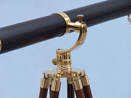 Hampton Nautical Brass-Leather Galileo Telescope 65" Gold