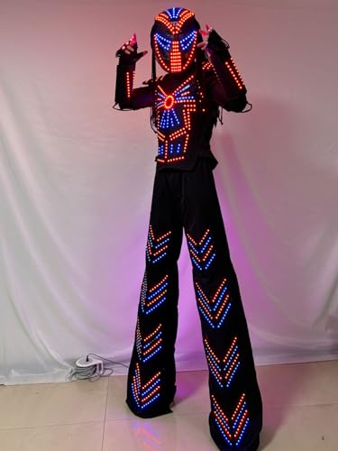 Earthradius LED Robot Costume Suit with Gloves & Lighted Helmet Multicolored Medium