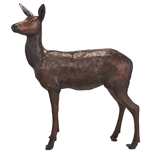 Design Toscano Standing Doe Deer Cast Bronze Garden Statue Brown