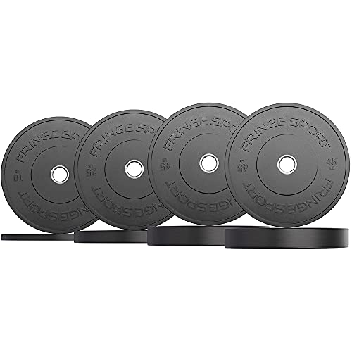 OneFitWonder Fringe Sport Bumper Weight Plate Sets - Low Odor Virgin Rubber Black