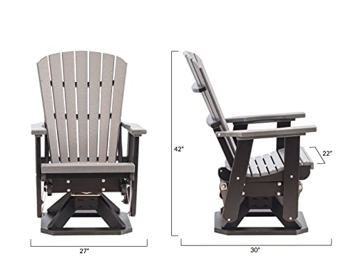 EcOasis Grand Lake Amish Crafted Poly Outdoor Adirondack Swivel Glider Dark Gray on Black