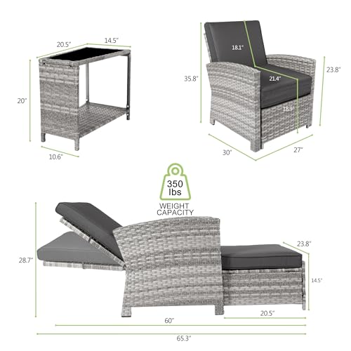 BALDPER 10-Piece Outdoor Patio Furniture Set with Ottomans, Wicker Conversation Set, Grey