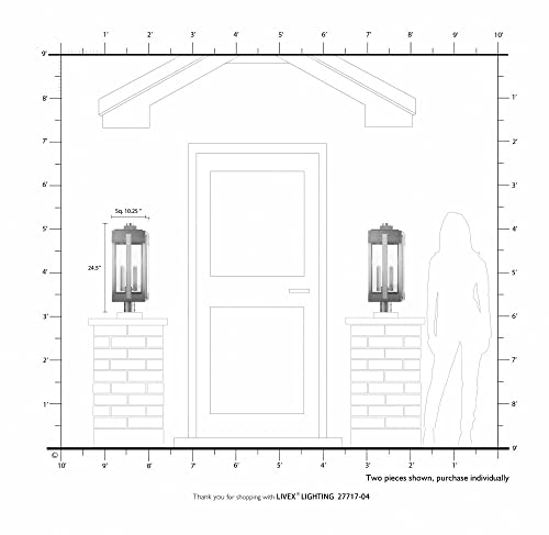 Livex Lexington 3 Light Outdoor Post Top Lantern Natural Brass