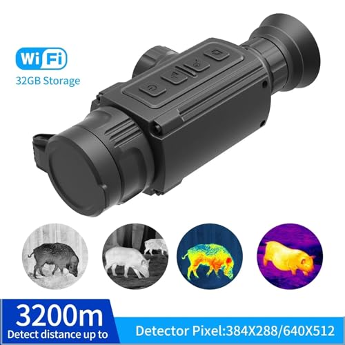 GOYOJO Night Vision Monocular Thermal Imager Laser Range Scope 640x512 with 32G Memory Card S35 35mm Lens