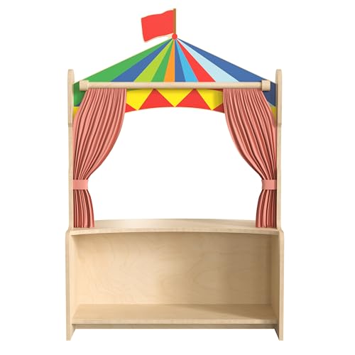 Classroom Essentials Wooden Puppet Theater with Chalkboard Beech