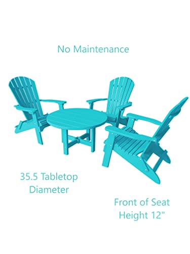 Phat Tommy Round Outdoor Coffee Table and Adirondack Chairs Set Teal