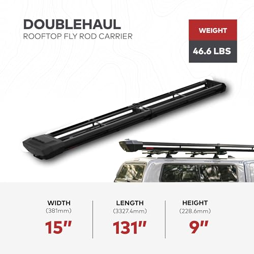 YAKIMA DoubleHaul Customizable Rooftop Fly Rod Carrier with 4 Aluminum Rod Tubes Black
