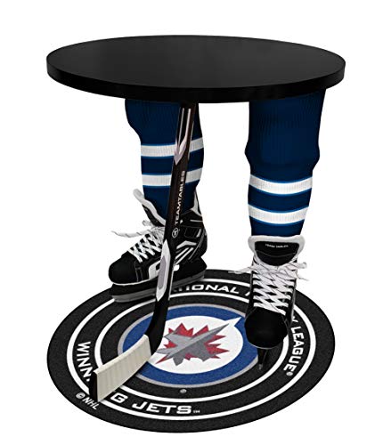 Team Tables Winnipeg Hockey Table Black Table Top with Winnipeg Puck Mat