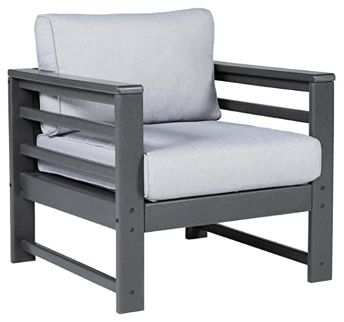Signature Design by Ashley Outdoor Amora HDPE Patio Lounge Chair 2 Count Grey