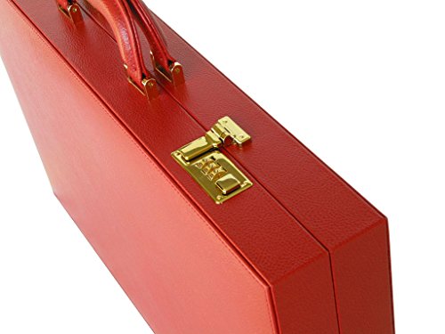 Zaza & Sacci Leather/Microfiber Backgammon Set 23" Large Attache Case Red
