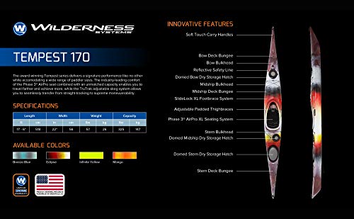 Wilderness Systems Tempest 170 Sit Inside Touring Kayak Mango