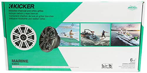 KICKER 45KM654 6.5" Marine Boat Speakers with Rockville MAC65B Pods Black