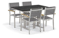 Oxford Garden Travira 5-Piece Bistro Set with 34"x48" Table - Lite-Core Charcoal & Natural Tekwood