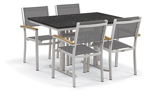 Oxford Garden Travira 5-Piece Bistro Set with 34"x48" Table - Lite-Core Charcoal & Natural Tekwood
