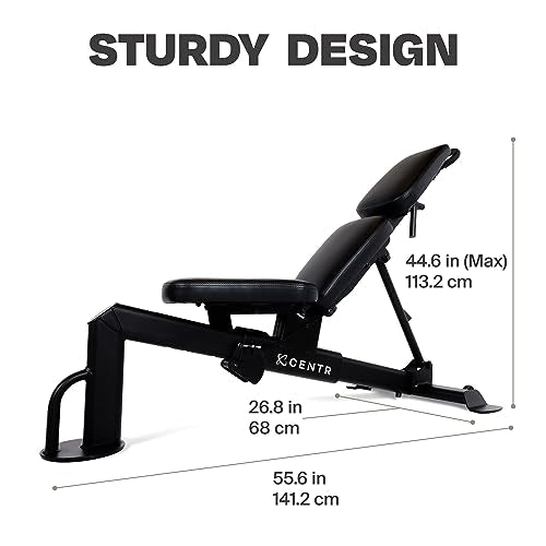 CENTR Multi-Adjustable Workout Bench - Decline/Incline - Matte Black