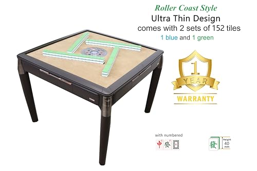 usamjtable Thin Black Walnut Style Automatic Mahjong Table with Numbered Tiles