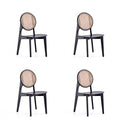 Manhattan Comfort Versailles Rattan Wicker Cane Outdoor Dining Chair Set of 4 Black/Natural