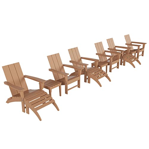 WO WESTIN OUTDOOR 12-Piece Folding Poly Lumber Adirondack Chairs Teak