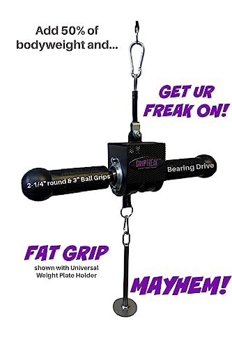 GRIP FREAK Thick Grip Wrist Roller with Power Rack Arm & Weight Plate Loader