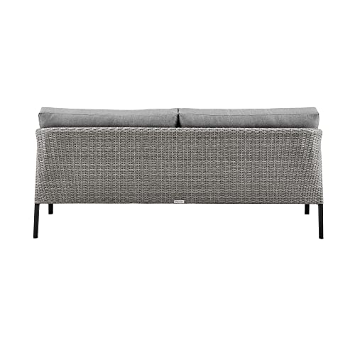 Armen Living Aileen Modern Outdoor Patio Wicker and Aluminum Conversation Set 4 Piece Black