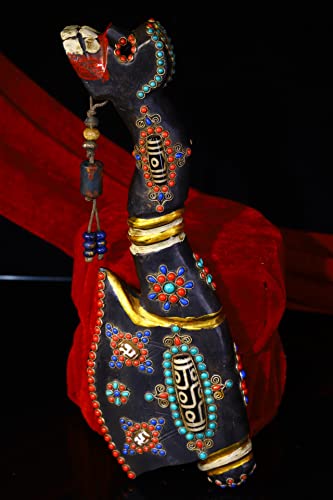 Generic 12" Tibetan Temple Natural Meteorite Mosaic Dzi Beads Amulet