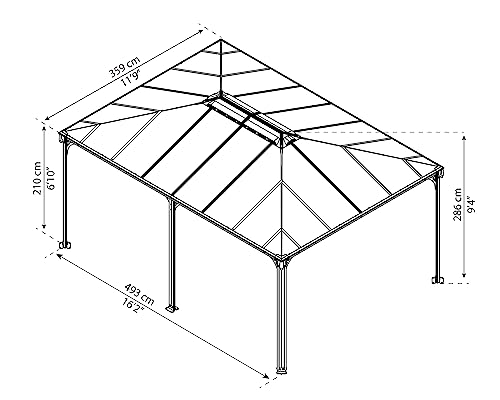 Palram Canopia Martinique 12x16 Gazebo Outdoor Patio Canopy Gray/Bronze
