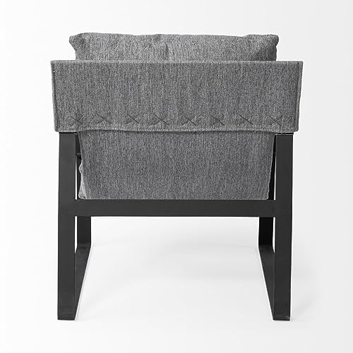 HomeRoots Stone Gray and Black Metal Sling Chair Black