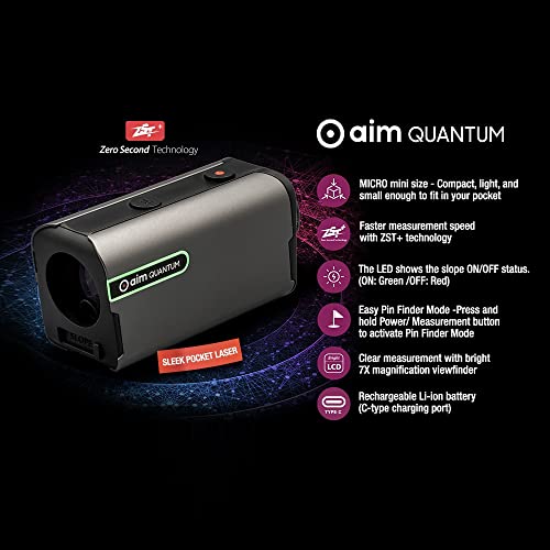 Golf Buddy Aim Quantum Golf Laser Rangefinder Grey and Black