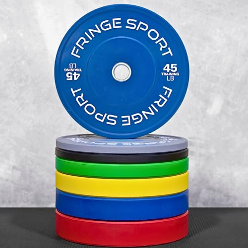 OneFitWonder Bumper Plate Set - Virgin Rubber w/ Steel Insert - Low Odor + Dead Bounce - Crossfit, Olympic Weightlifting, & Strength Training - 260 lbs