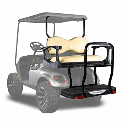 MADJAX Genesis 300 Aluminum Golf Cart Rear Flip Seat for EZGO TXT 1995-2017 - Deluxe Tan