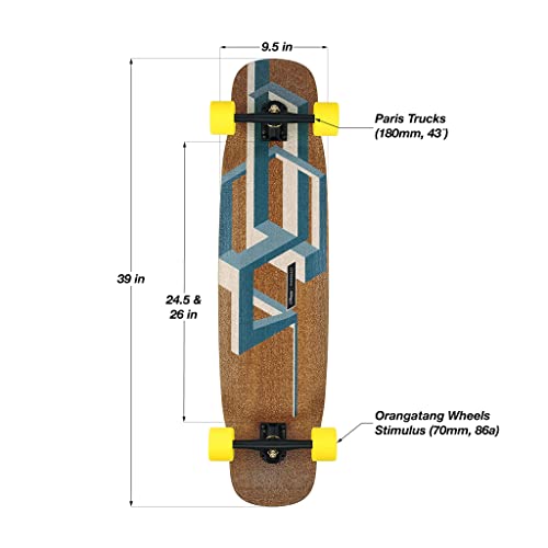 Loaded Boards Basalt Tesseract Bamboo Longboard Skateboard Complete Dark Blue