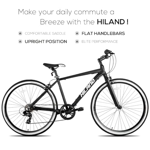 HH HILAND Hybrid Bike Step-Over/Step-Through Frame 700C Black
