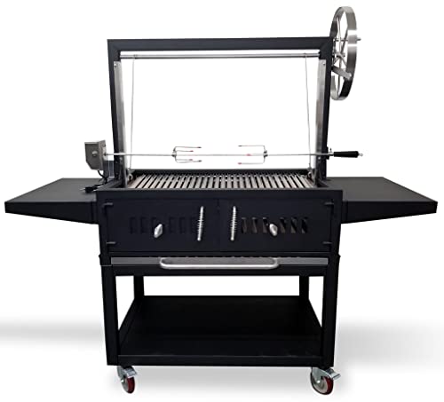 Generic Argentine Santa Maria Wood Fired Charcoal Parrilla Grill with Rain Cover Stainless Steel
