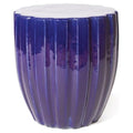Seasonal Living Ceramic Scallop Modern Stool 18" Navy Blue