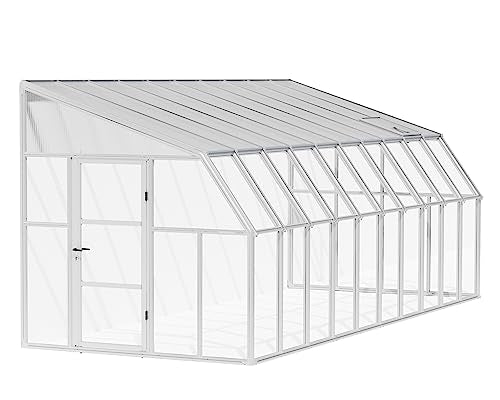 Palram Canopia Rion Sun Room Lean-to Greenhouse DIY Kit 8 Ft. x 20 Ft. White