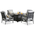 PatioFestival Patio Conversation Set with Propane Fire Pit and Rocking Chairs, 5 Pcs Grey