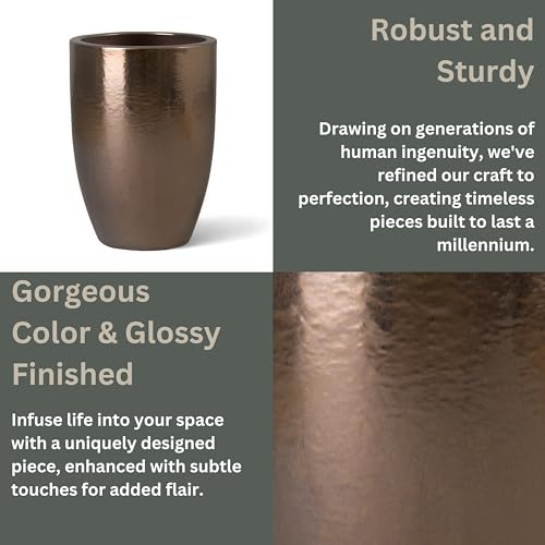 Emissary Gold Stoneware Round Planter 18in L x 26in H