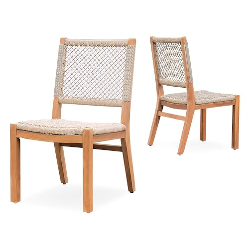Cambridge Casual Carmel 2-Piece Outdoor Dining Chairs Teak Wood and All-Weather Wicker