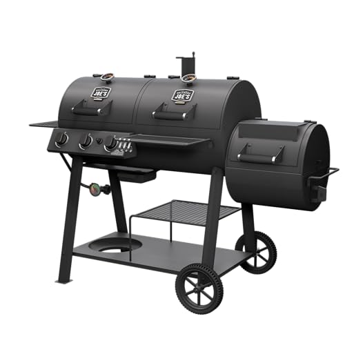 Oklahoma Joe's Canyon Deluxe Charcoal and Propane Gas Combination Smoker and Grill Black